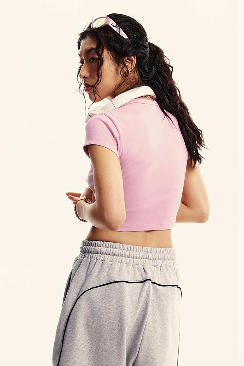 Washed Cropped Street Tee - Pink