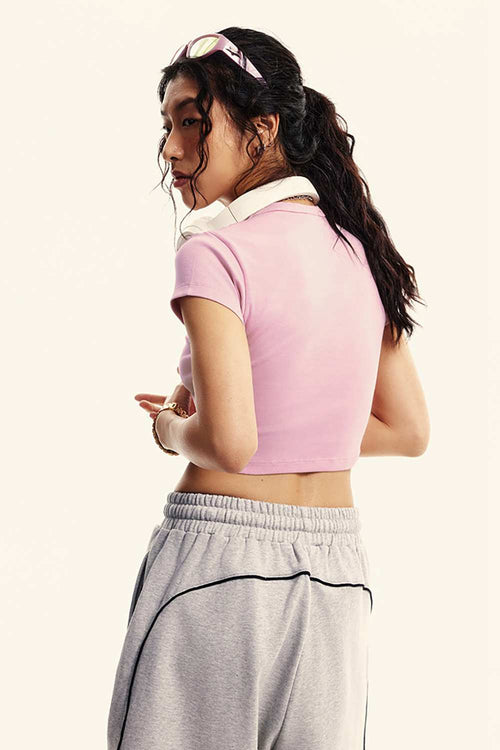 Washed Cropped Street Tee - Pink