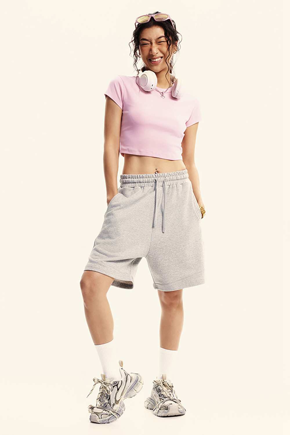Washed Cropped Street Tee - Pink