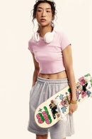 Washed Cropped Street Tee - Pink