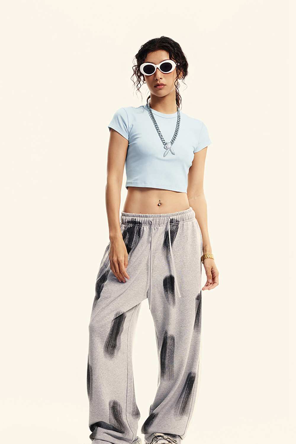 Washed Cropped Street Tee - Sky Blue