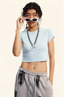 Washed Cropped Street Tee - Sky Blue