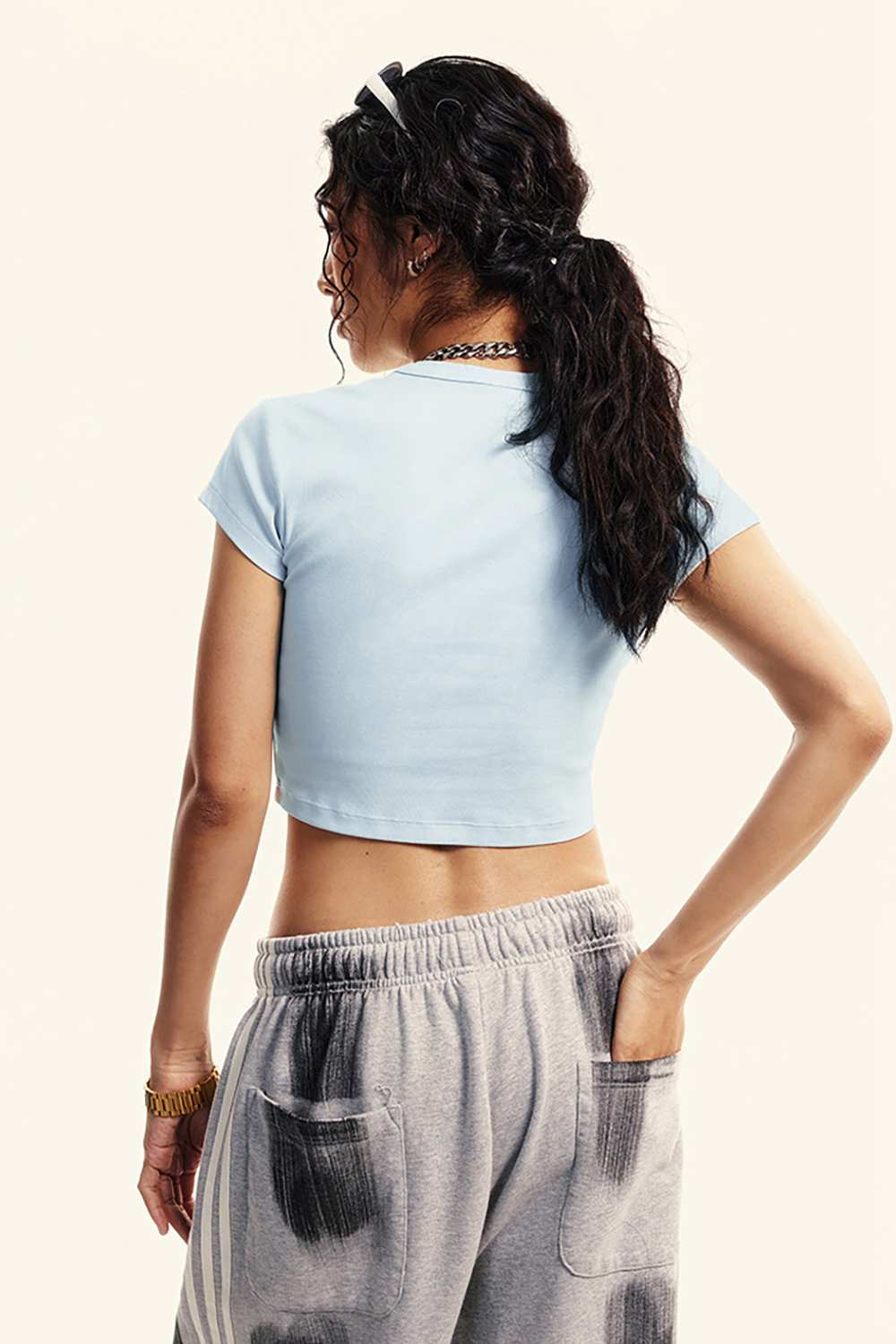 Washed Cropped Street Tee - Sky Blue