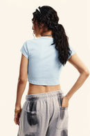 Washed Cropped Street Tee - Sky Blue