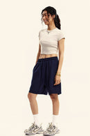 Washed Cropped Street Tee - Slate Rice
