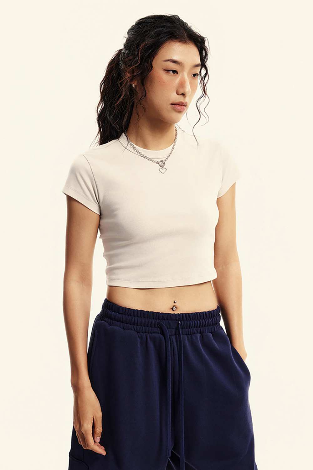 Washed Cropped Street Tee - Slate Rice