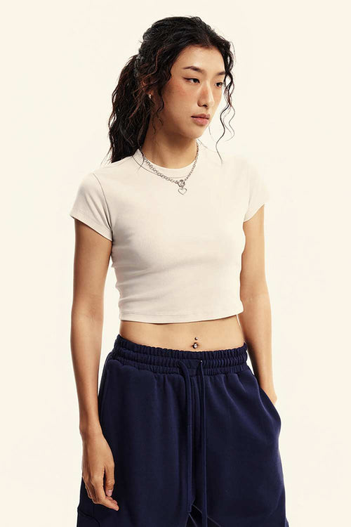 Washed Cropped Street Tee - Slate Rice