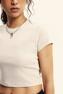 Washed Cropped Street Tee - Slate Rice