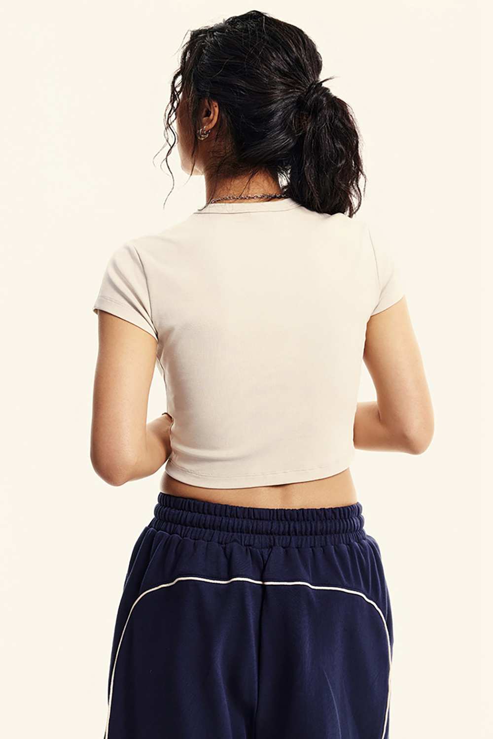 Washed Cropped Street Tee - Slate Rice