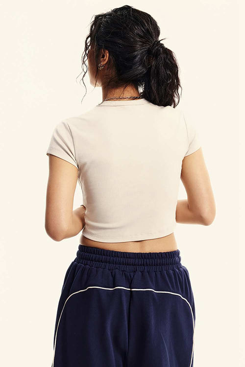 Washed Cropped Street Tee - Slate Rice