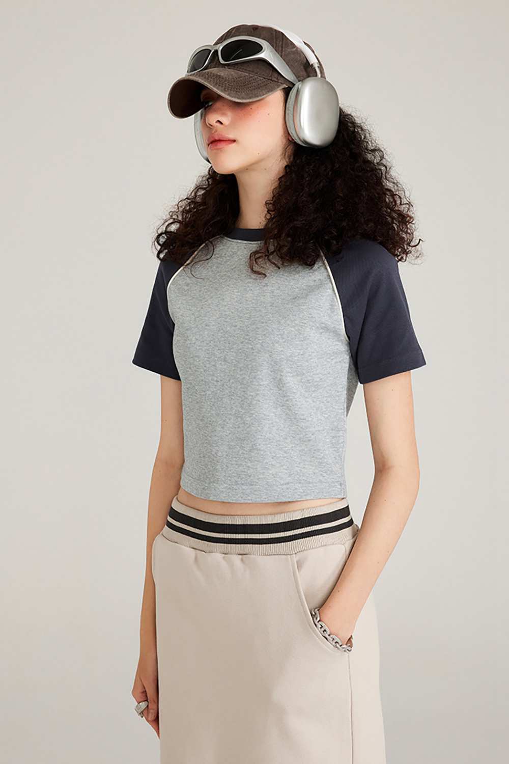 Women's Vintage Crop Top T-Shirt | Casual High Street Washed Tee