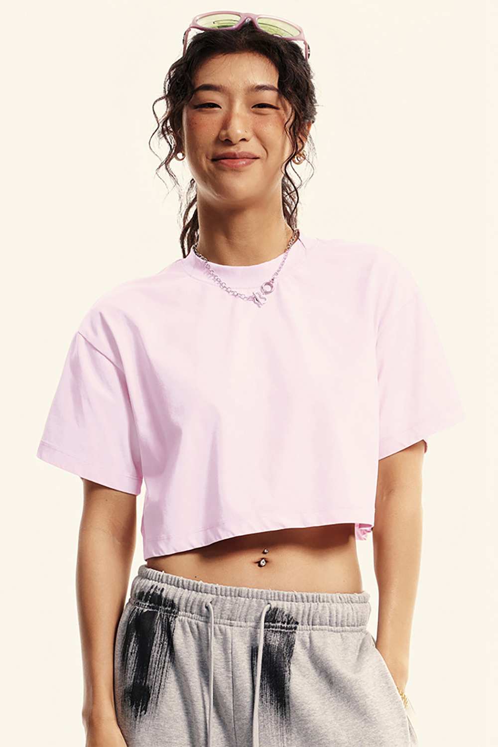 Cropped Quick-Dry Cooling Tee - Pink