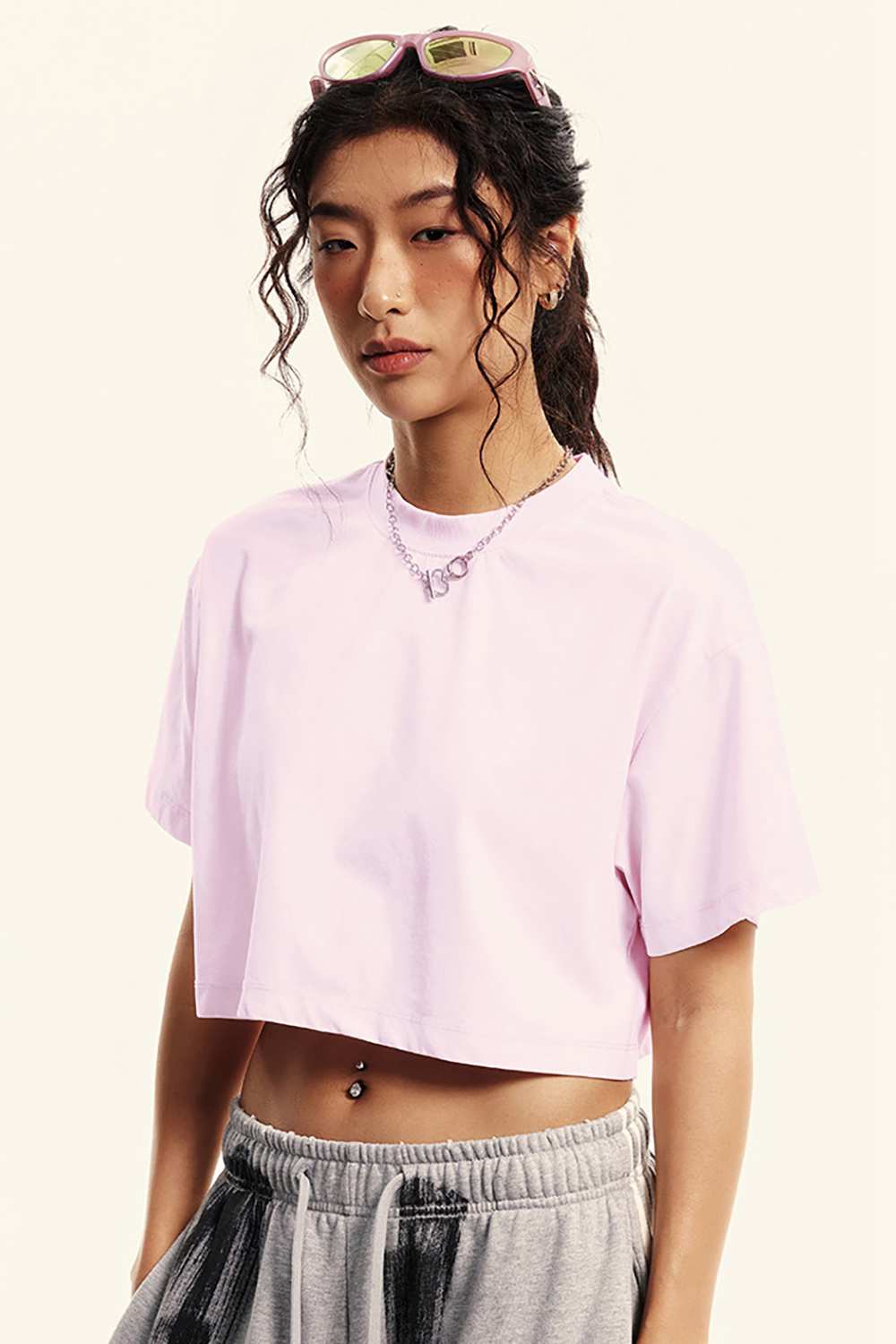 Cropped Quick-Dry Cooling Tee - Pink