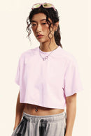 Cropped Quick-Dry Cooling Tee - Pink