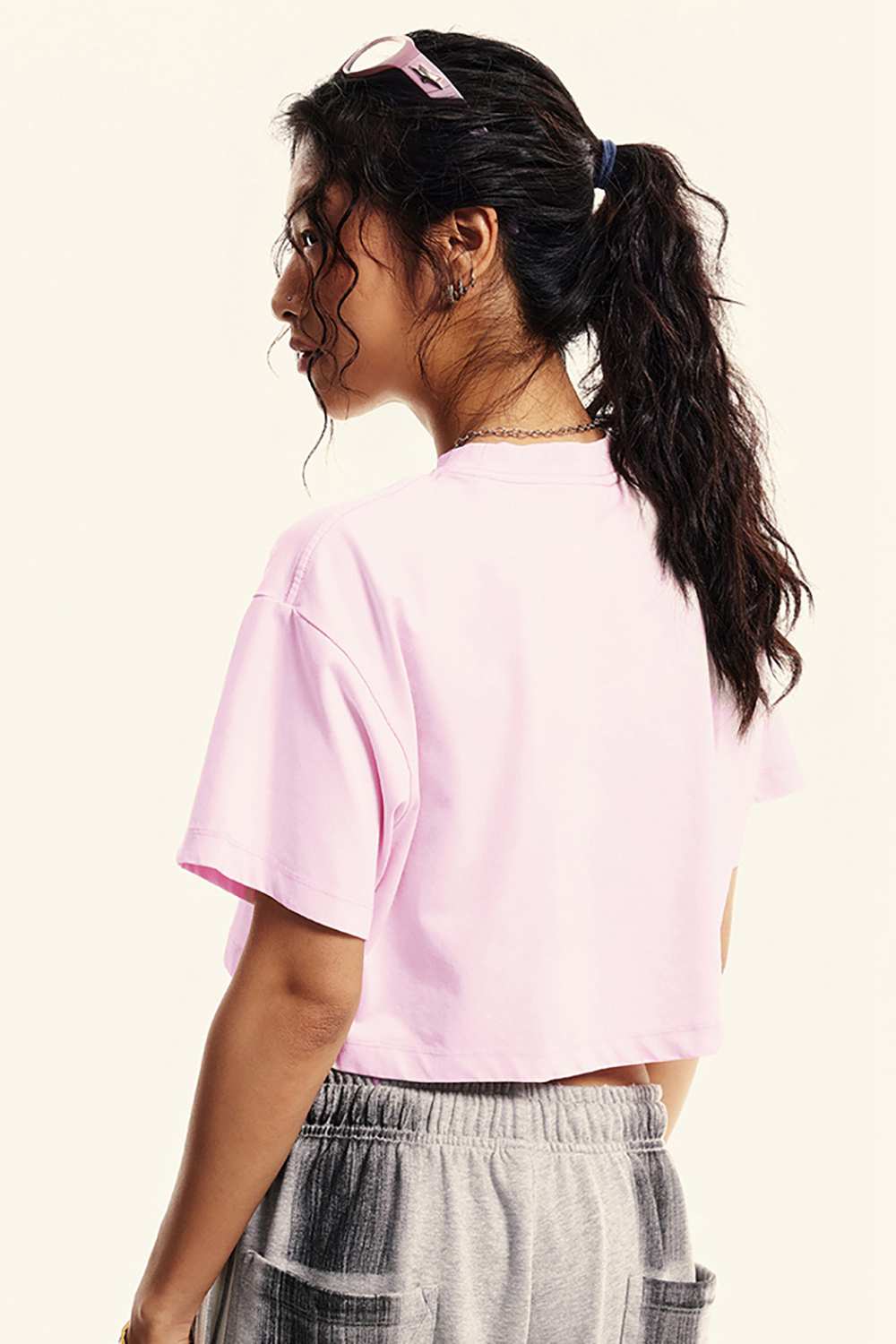 Cropped Quick-Dry Cooling Tee - Pink