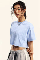 Cropped Quick-Dry Cooling Tee - Sky Blue