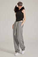 Washed Ruched-Side Cropped Tank Top in Fried Snowflakes - full-length front modeled view