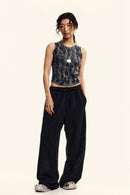 Vintage Washed Mud-Dye Crop Vest - Charcoal