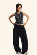 Vintage Washed Mud-Dye Crop Vest - Charcoal