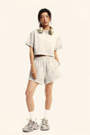 Mud-Dyed Cropped Tee - Beige