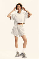Mud-Dyed Cropped Tee - Beige