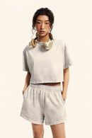 Mud-Dyed Cropped Tee - Beige
