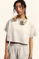 Mud-Dyed Cropped Tee - Beige