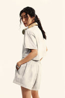 Mud-Dyed Cropped Tee - Beige