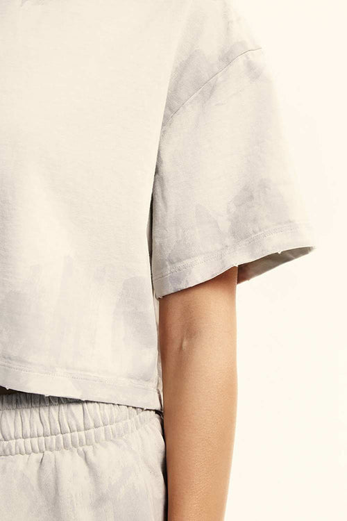 Mud-Dyed Cropped Tee - Beige