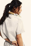 Mud-Dyed Cropped Tee - Beige