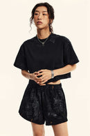 Mud-Dyed Cropped Tee - Active Black