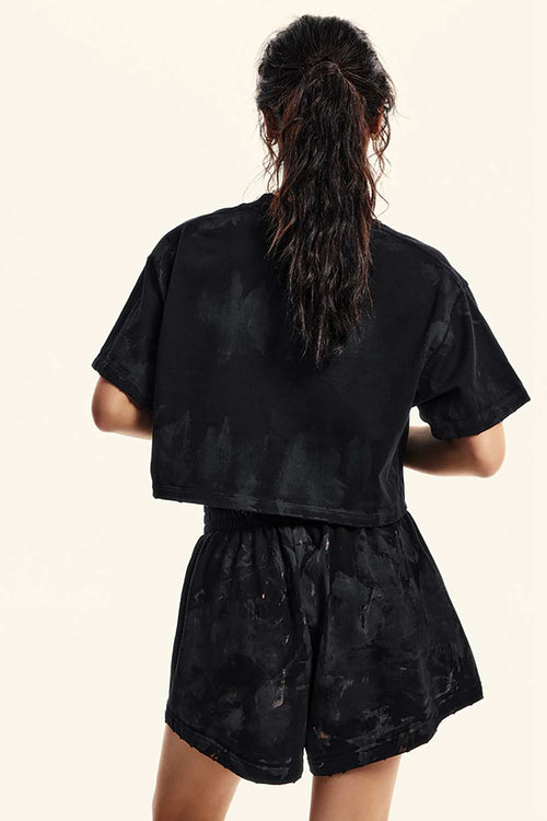 Mud-Dyed Cropped Tee - Active Black