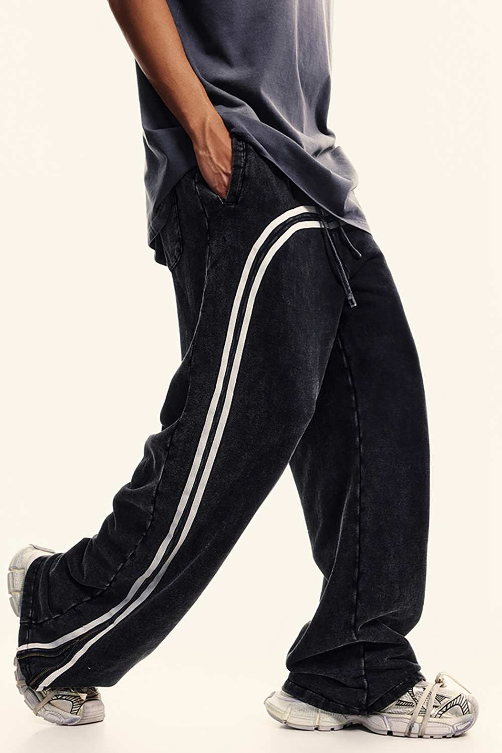 Men's Vintage-Inspired Track Pants | High Street Washed Style | WearingLab Athletic Gear