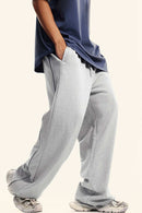 Washed Contrast Straight-Leg Sweatpants - Oat Gray