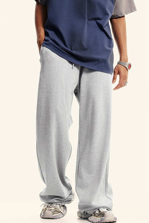 Washed Contrast Straight-Leg Sweatpants - Oat Gray