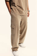 Washed Multi-Pocket Straight Pants - Mud