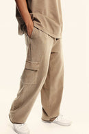 Washed Multi-Pocket Straight Pants - Mud