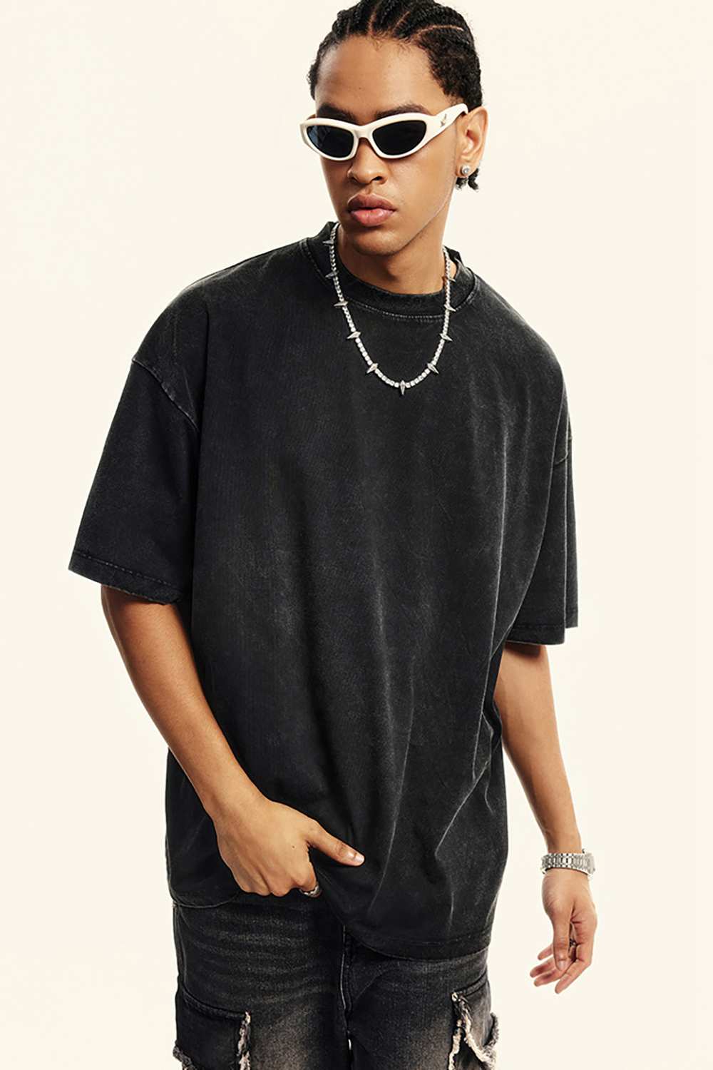 Sun-Protective Quick-Drying Sorona T-Shirt in Fried Snowflakes - front product view