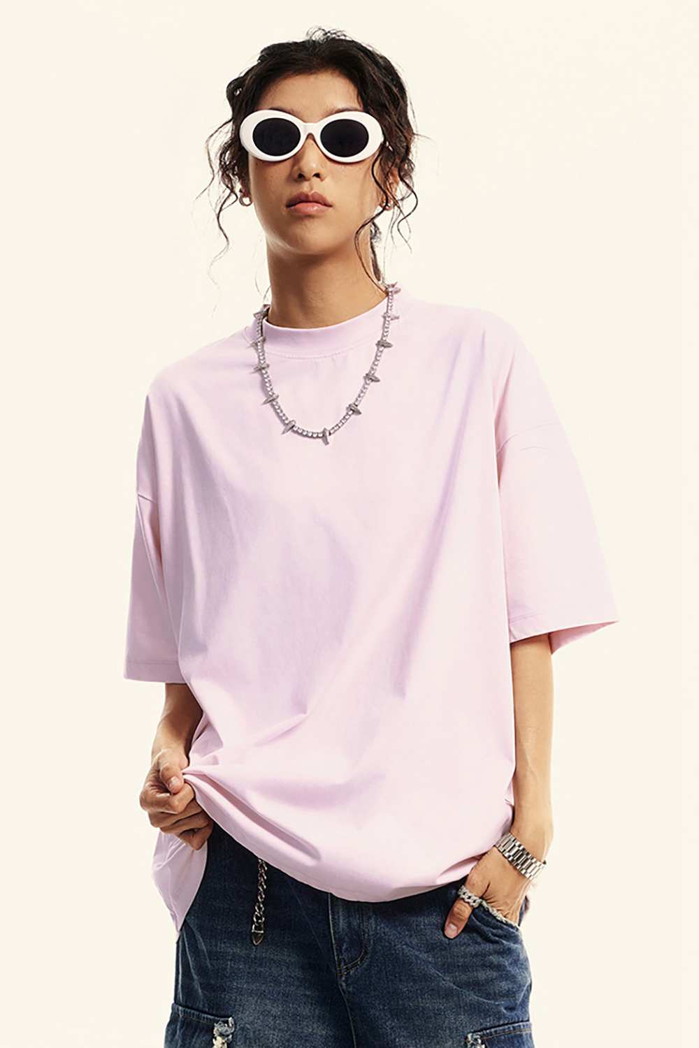 Sun-Protective Quick-Drying Sorona T-Shirt in Pink - front product view