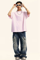 Sun-Protective Quick-Drying Sorona T-Shirt in Pink - full-length front modeled view