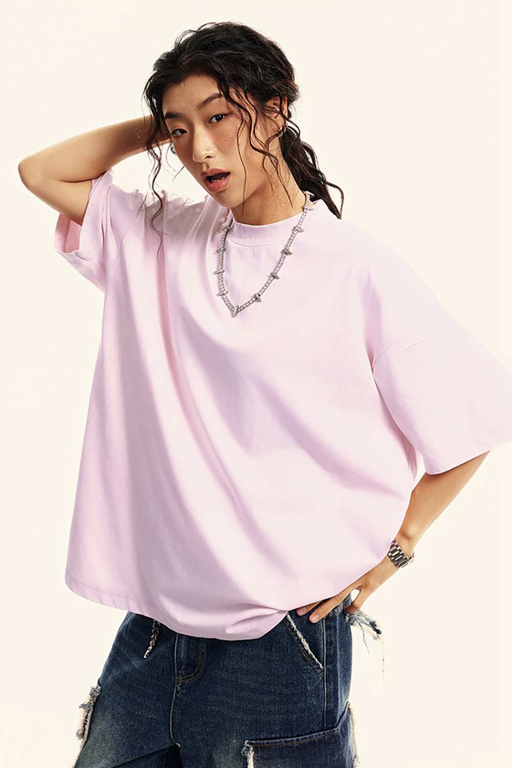 Sun-Protective Quick-Drying Sorona T-Shirt in Pink - front product view