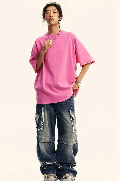 Sun-Protective Quick-Drying Sorona T-Shirt in Rose Pink - full-length front modeled view