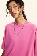Sun-Protective Quick-Drying Sorona T-Shirt in Rose Pink - collar detail
