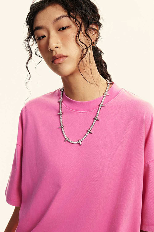 Sun-Protective Quick-Drying Sorona T-Shirt in Rose Pink - collar detail