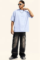 Sun-Protective Quick-Drying Sorona T-Shirt in Sky Blue - full-length front modeled view