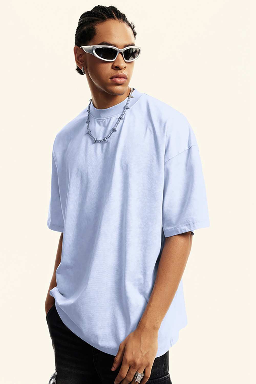 Sun-Protective Quick-Drying Sorona T-Shirt in Sky Blue - front product view