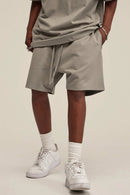 Heavyweight Cotton-Blend Relaxed Sweat Shorts in Gray Apricot - product detail close-up