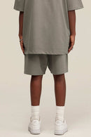 Heavyweight Cotton-Blend Relaxed Sweat Shorts in Gray Camel - product detail close-up
