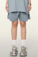 Heavyweight Cotton-Blend Relaxed Sweat Shorts in Haze Blue - product detail close-up