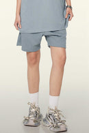 Heavyweight Cotton-Blend Relaxed Sweat Shorts in Haze Blue - product detail close-up